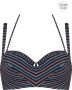 Marlies Dekkers holi vintage niet-voorgevormde balconette bikini top wired unpadded dark blue rainbow - Thumbnail 1