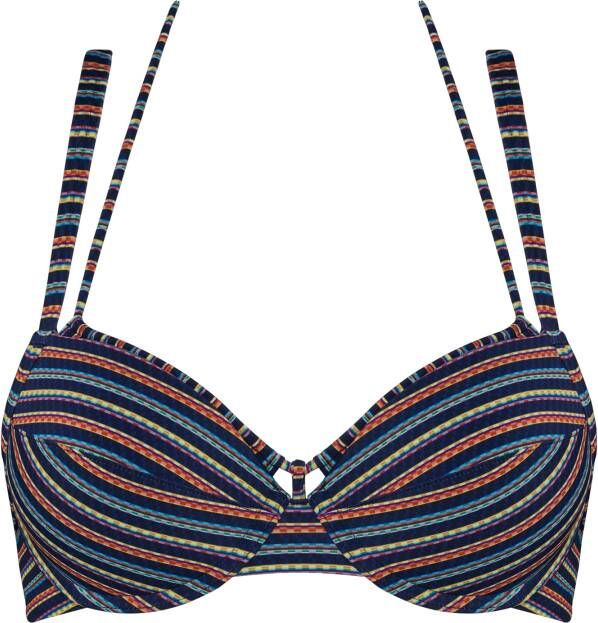Marlies Dekkers holi vintage push up bikini top wired padded dark blue rainbow