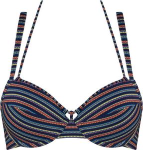 Marlies Dekkers holi vintage push up bikini top wired padded dark blue rainbow