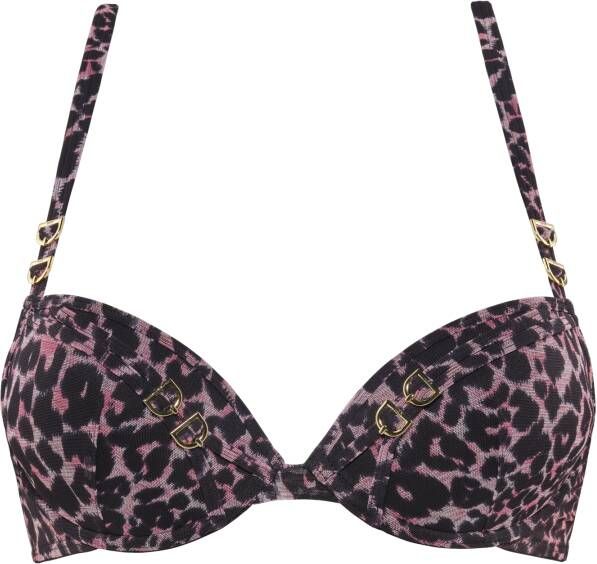 Marlies Dekkers night fever push up bh wired padded black pink leopard