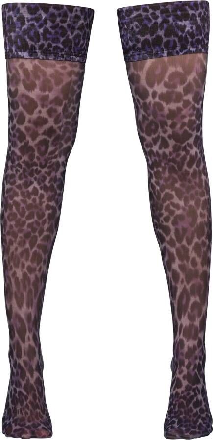 Marlies Dekkers peekaboo kousen black purple leopard XL