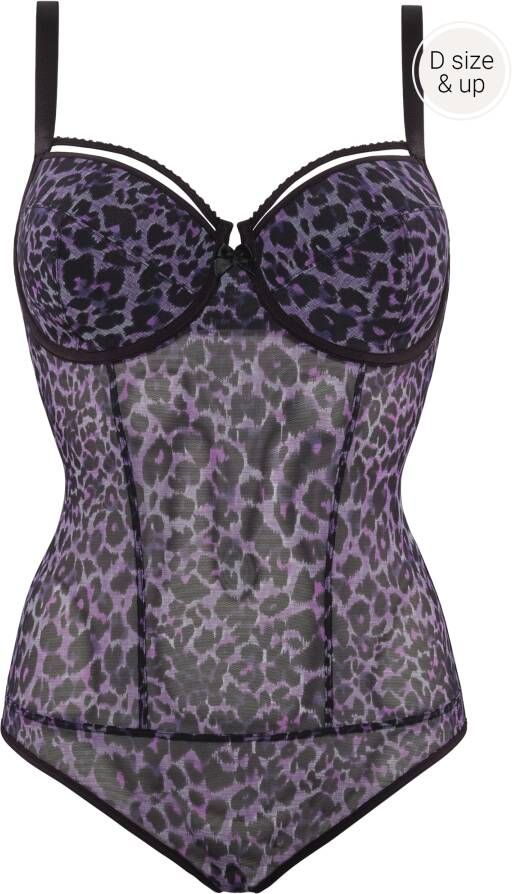 Marlies Dekkers peekaboo plunge balconette body wired padded black purple leopard