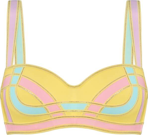 Marlies Dekkers samba queen balconette bh wired padded yellow and pink pastel