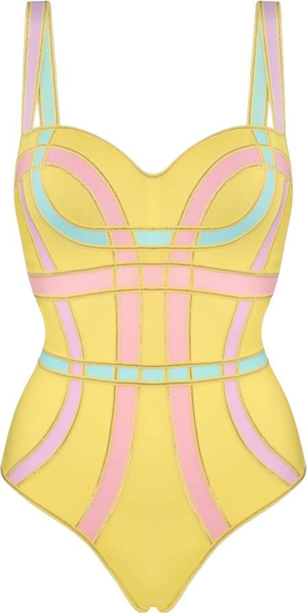 Marlies Dekkers samba queen plunge balconette body wired padded yellow and pink pastel
