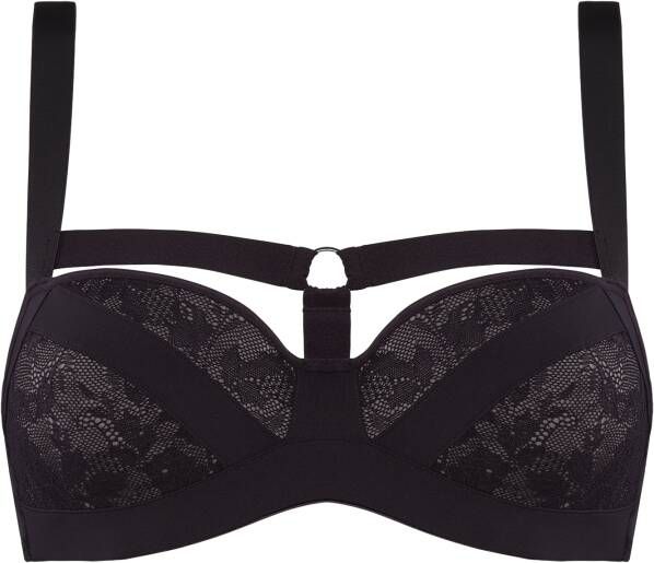 Marlies Dekkers wing power balconette bh wired padded black lace and grey