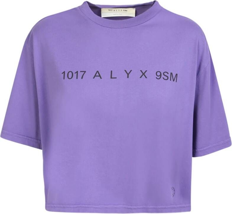 1017 Alyx 9SM Paarse Crop T-shirt met Logo Print Purple Dames