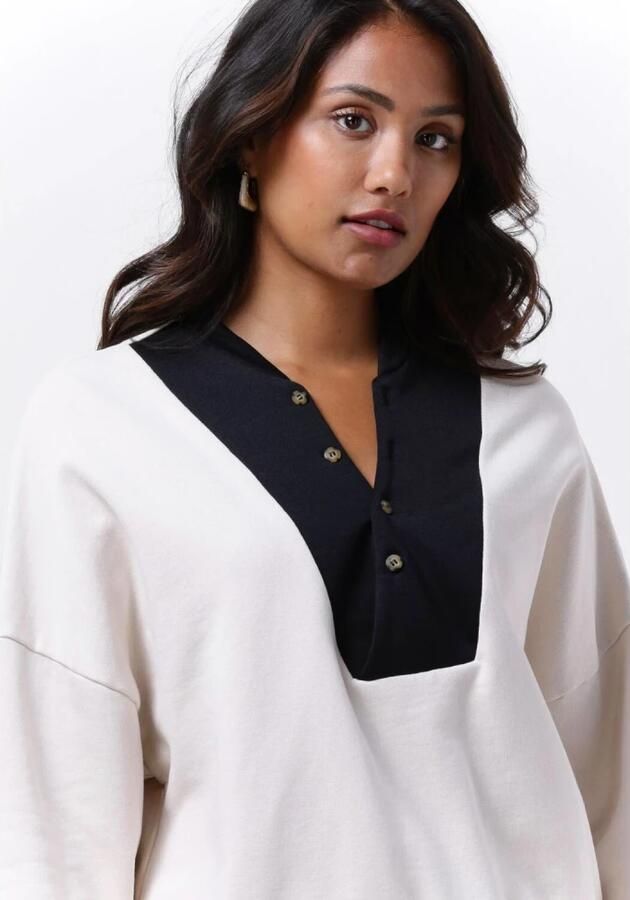 10Days Buttoned Bib Sweater Dames Trui Beige Dames