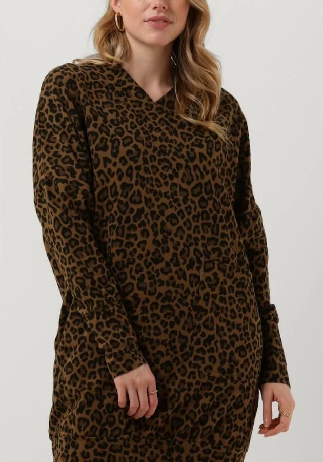 10days Bruine Mini Jurk V-neck Dress Leopard