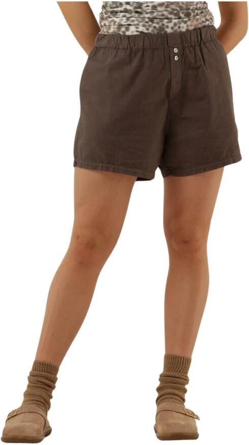 10Days Pique Geweven Shorts Bruin Brown Dames - Foto 3