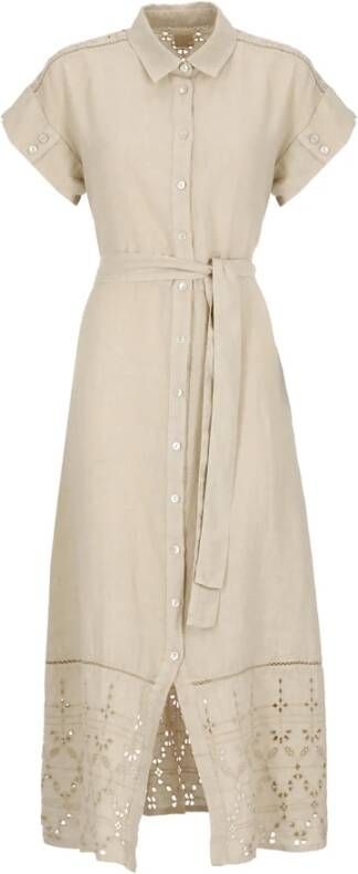 120% lino Shirt Dresses Beige Dames