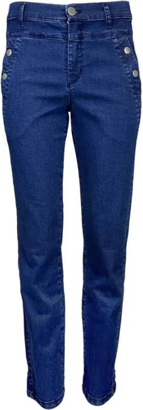 2-Biz Aansluitende Denim Jeans Blauw Dames