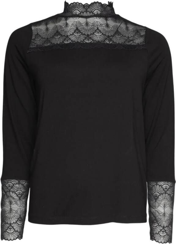 2-Biz Elsia Zwarte Kant Blouse Zwart Dames