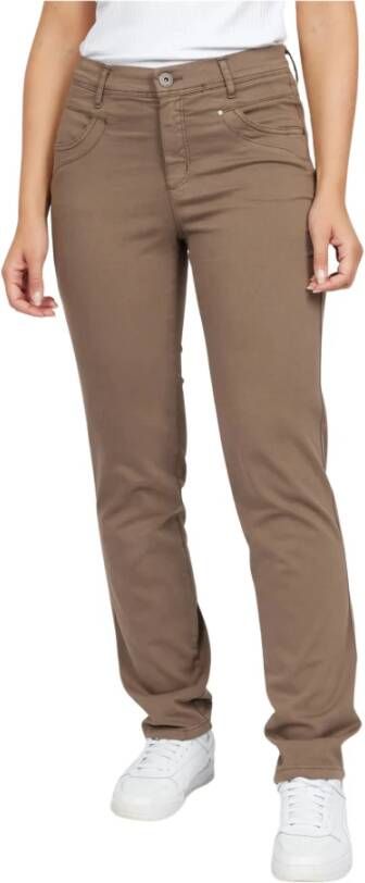 2-Biz Flatterende Broek met Decoratieve Stiksels Bruin Dames