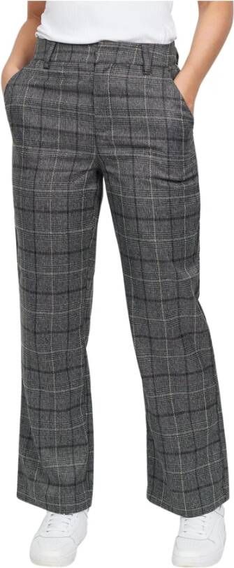2-Biz Geruite Broek met Brede Tailleband Grijs Dames