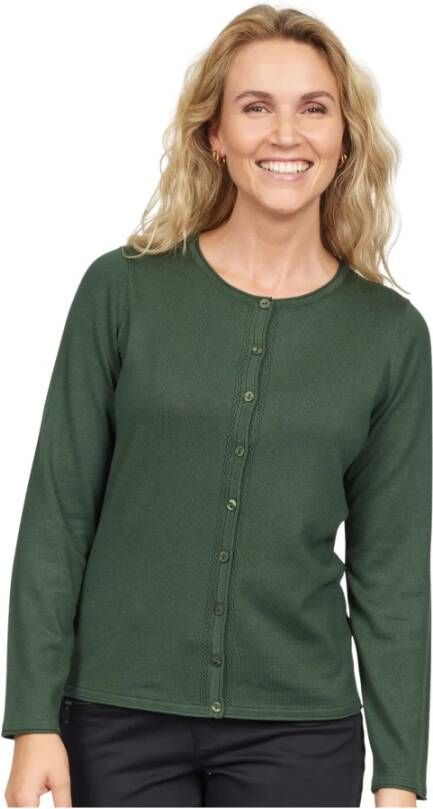 2-Biz Herfstgroene cardigan met knoopsluiting Groen Dames