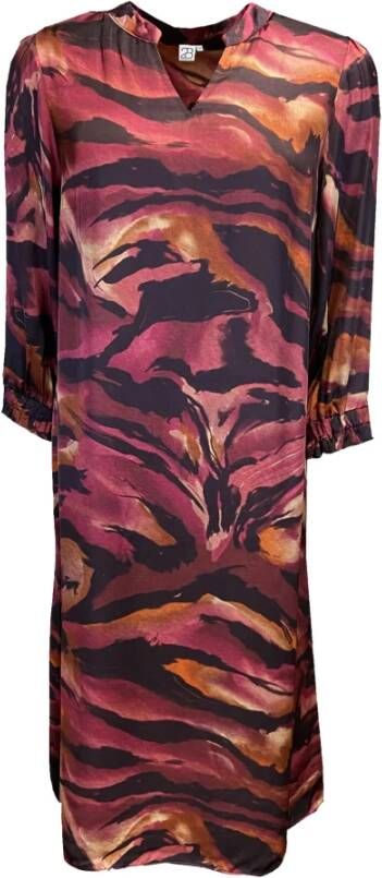 2-Biz Kleurrijke Print Jurk met ¾ Mouwen Meerkleurig Dames