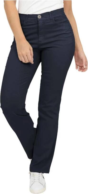 2-Biz Marineblauwe Towson_Io Broek Regular Fit Klassieke Zakken Riemlussen Blauw Dames