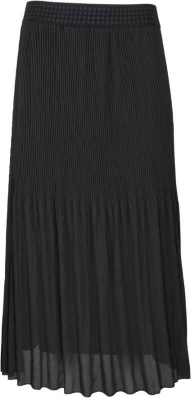 2-Biz Midi Rok met Plisso Design Zwart Dames