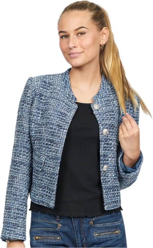 2-Biz Mooie boucle blazer in Dandy Blue Blauw Dames