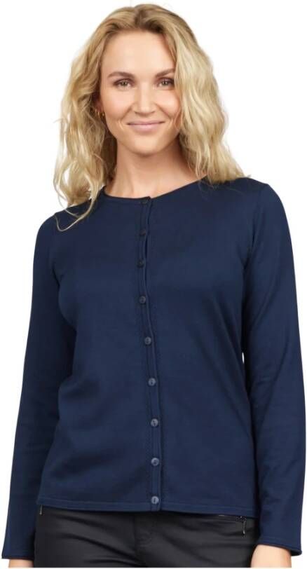 2-Biz Navy Cardigan met Knoopsluiting Blauw Dames