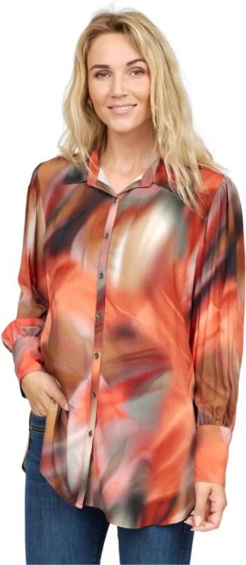 2-Biz Ruby Red Langemouw Blouse Meerkleurig Dames