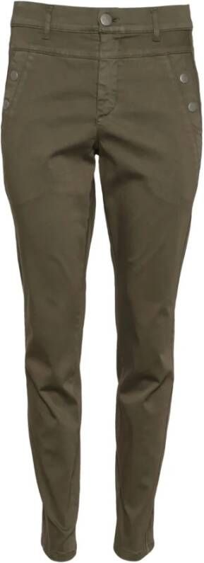 2-Biz Slim-fit broek Groen Dames