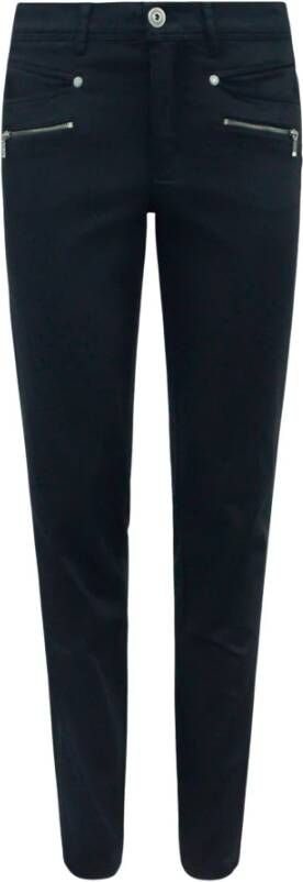 2-Biz Slim-Fit Broek met Ritsdetails Zwart Dames