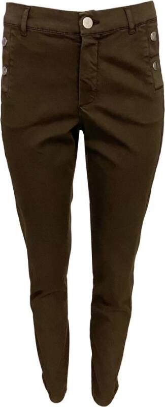 2-Biz Slim-Fit Elegante en Comfortabele Broek Bruin Dames