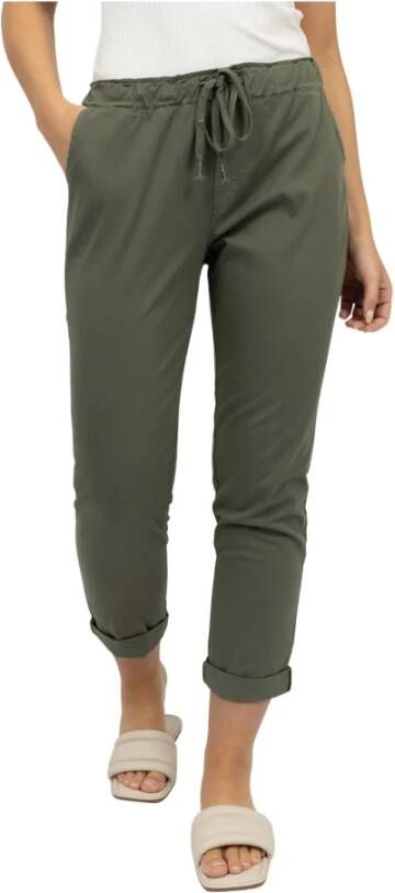 2-Biz Slim-Fit Olijfgroene Broek Groen Dames