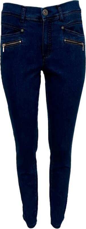 2-Biz Slim Fit Skinny Jeans met Ritszakken Blauw Dames