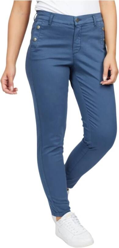 2-Biz Stretch Hoge Taille Herfstblauwe Broek Blauw Dames