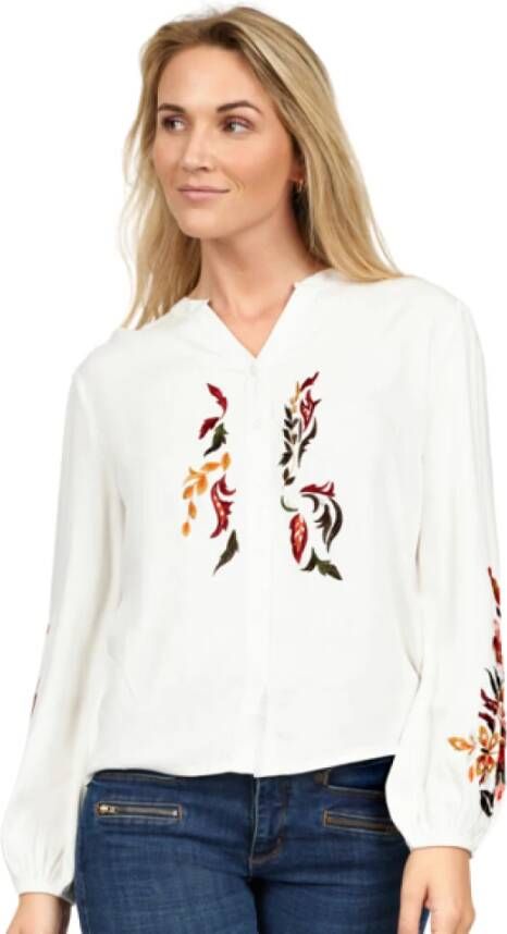2-Biz Tashia Geborduurde Shirt Cloud White Dames
