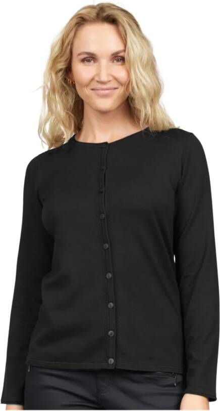 2-Biz Zwarte Gebreide Cardigan met Knoopsluiting Zwart Dames