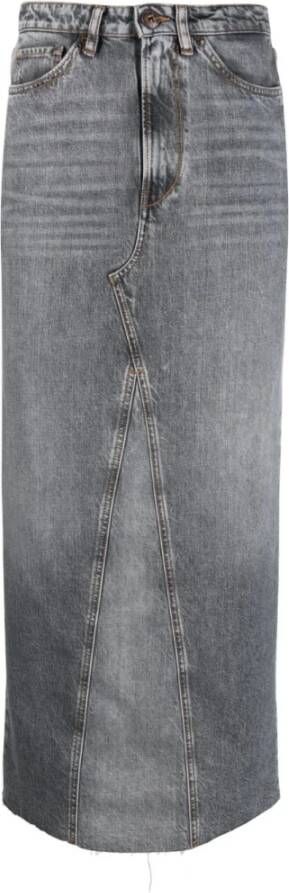 3X1 Lange Denim Rok Grijs Dames