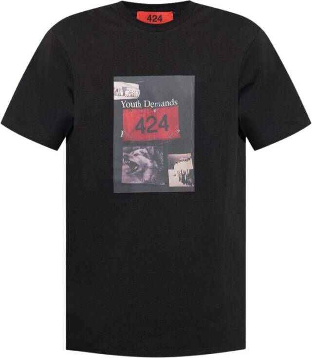 424 Bedrukt t-shirt Zwart Heren