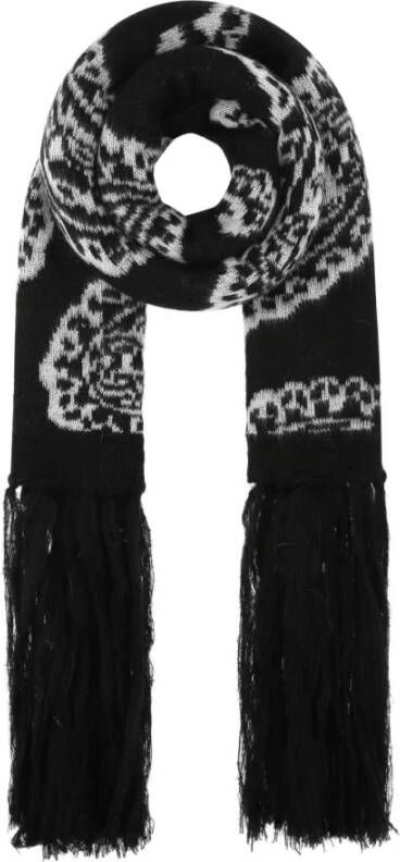 424 Geborduurde acryl -blend sjaal Zwart Heren