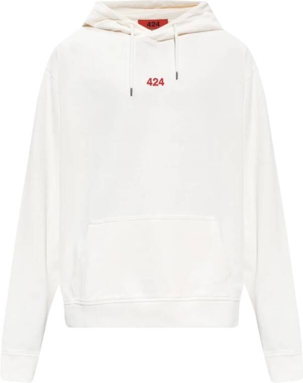 424 Logo borduurwerk sweatshirt met capuchon Wit Heren