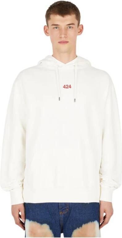 424 Logo borduurwerk sweatshirt met capuchon Wit Heren
