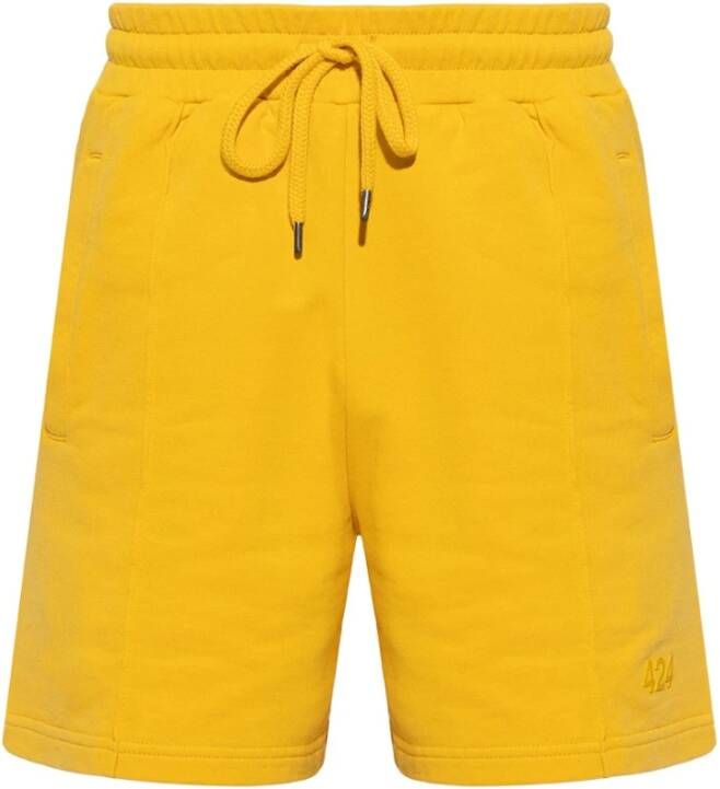 424 Gele Bermuda Shorts van Katoen met Elastische Taille Yellow Heren