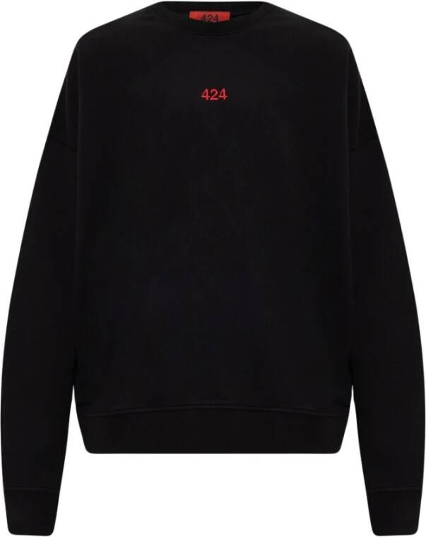 424 Zwart Logo Crew Sweatshirt Black Heren
