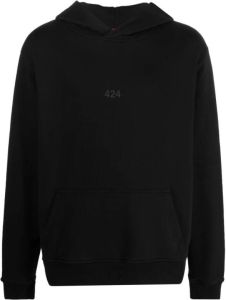 424 Zwarte katoenen hoodie met reliëflogo Zwart Heren