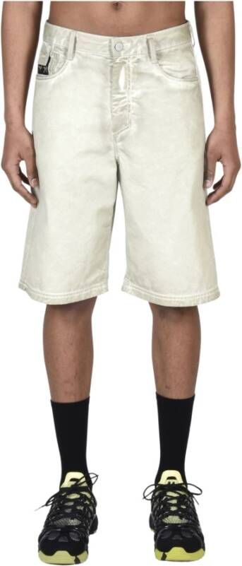 44 Label Group Wide Leg Denim Bermuda Shorts Beige Heren