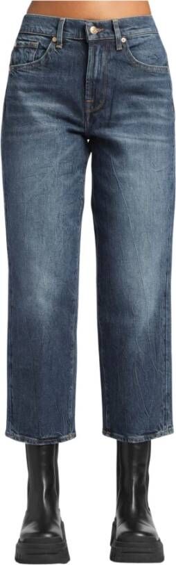 7 For All Mankind Korte straight fit jeans met stretch model 'The Modern Straight'
