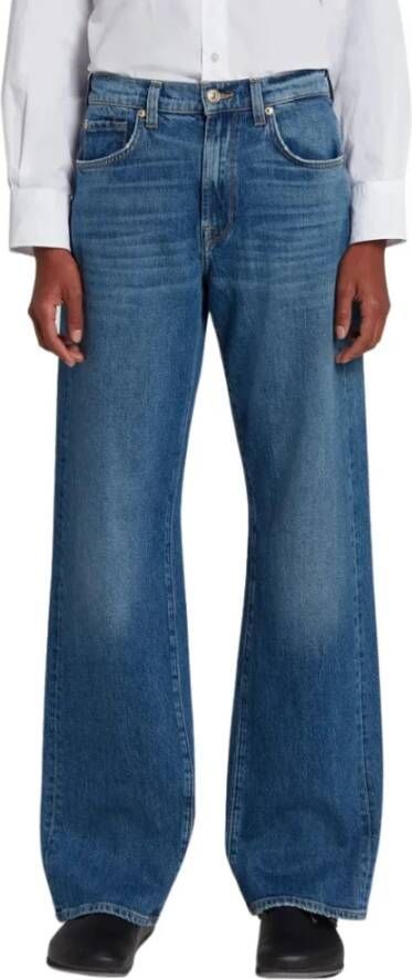 7 For All Mankind Hoge Taille Rechte Jeans Blauw Dames