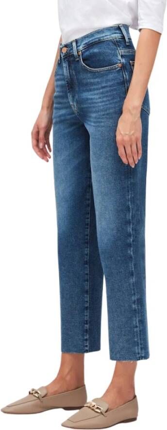 7 For All Mankind Vintage High Waist Straight Cut Jeans Blue Dames