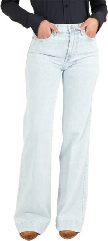7 For All Mankind Straight Trousers Blauw Dames