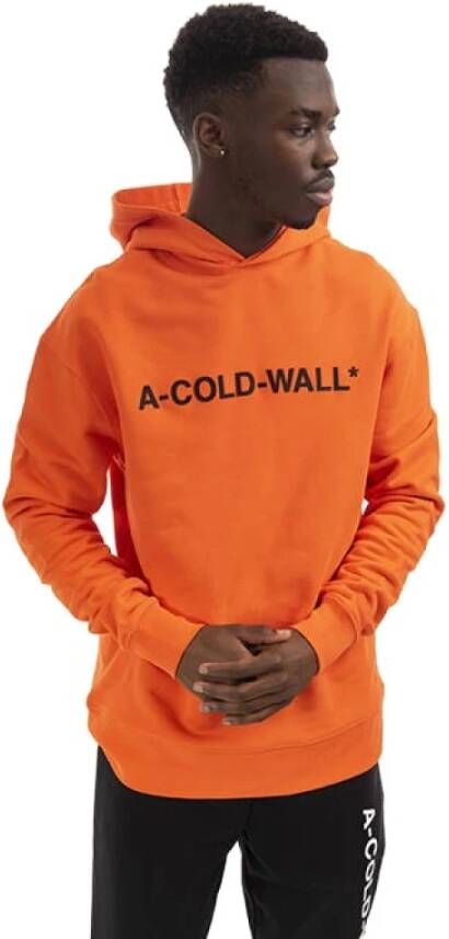A-Cold-Wall Essentieel logo print sweatshirt met capuchon Orange Heren