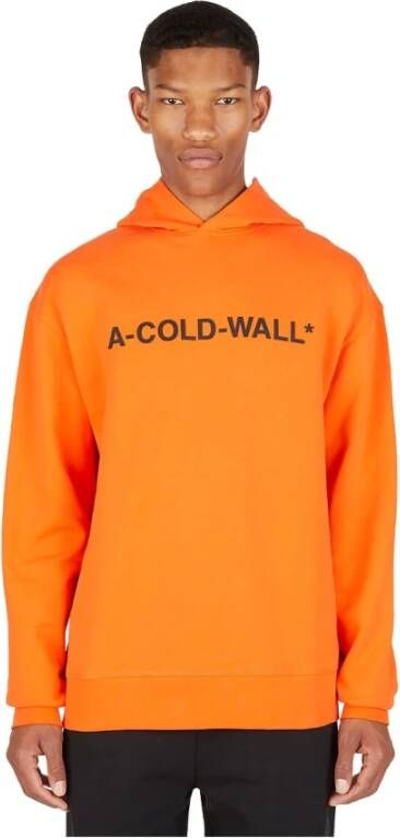 A-Cold-Wall Essentieel logo print sweatshirt met capuchon Oranje Heren