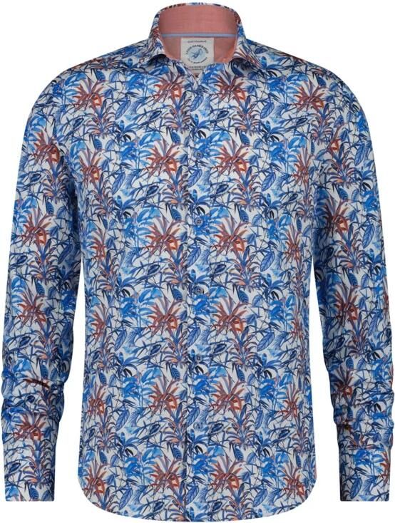 A fish named Fred regular fit overhemd Leafs met all over print blauw
