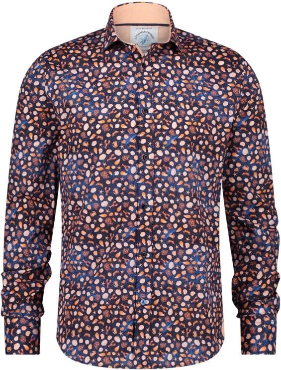A fish named fred Casual Donkerblauw Bedrukt Overhemd Multicolor Heren